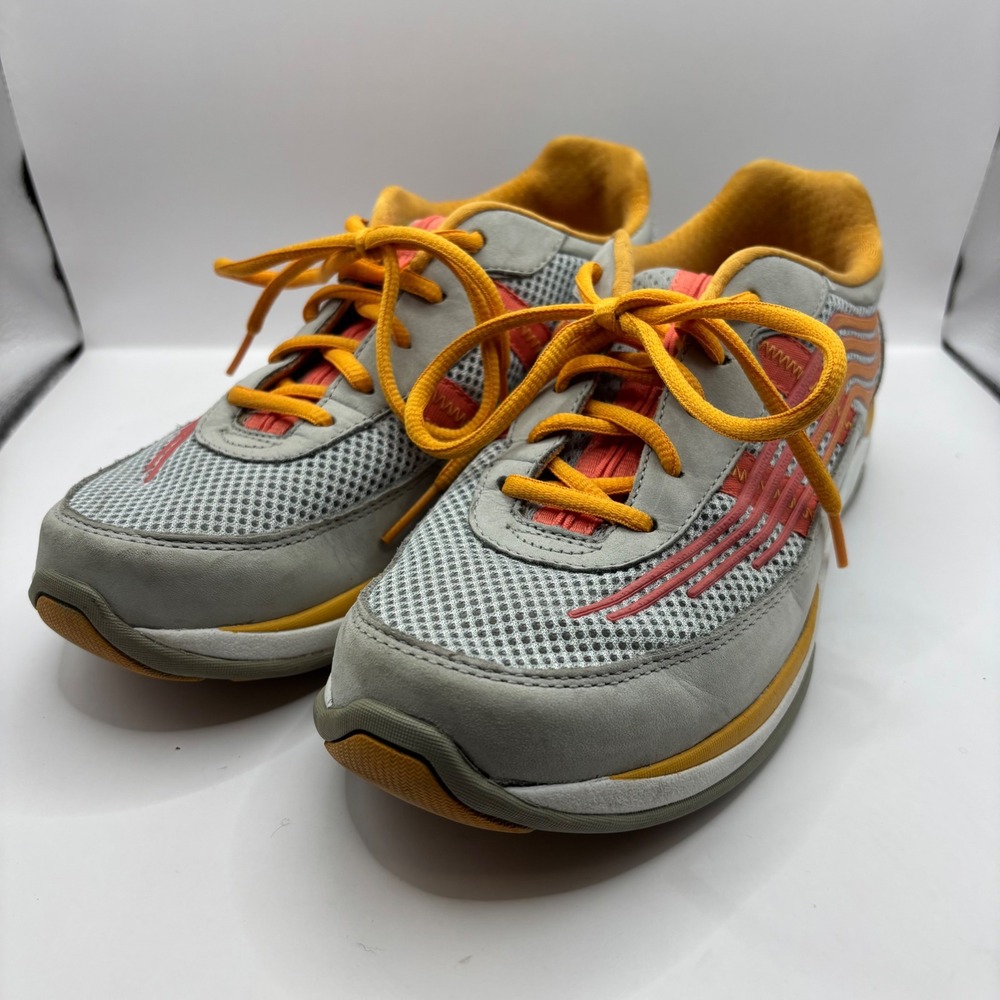 Dansko Walking Shoes Women Size 38 Grey Orange Yellow Sporty Mesh Sneakers